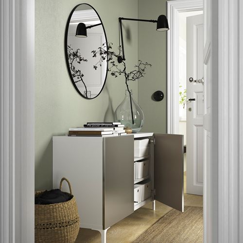 IKEA - BESTA, dolap kombinasyonu, beyaz-açık bronz görünümlü, 120x42x74 cm