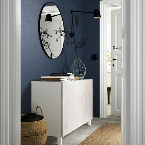 IKEA - BESTA, storage combination, white-light grey concrete effect, 120x42x74 cm