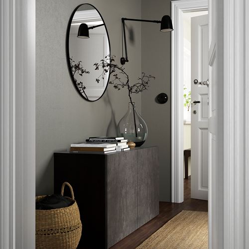 IKEA - BESTA, storage combination, black-brown/dark grey concrete effect, 120x42x65 cm