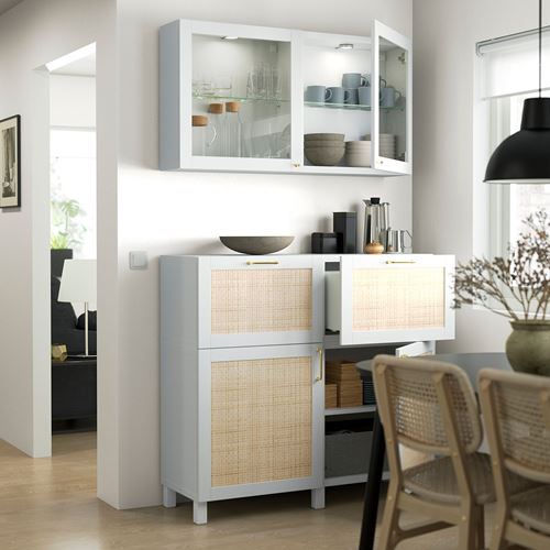 IKEA - BESTA, storage combination, white/brown, 120x42x213 cm