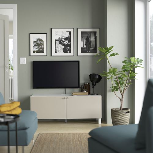 IKEA - BESTA, tv bench, white/light grey/beige, 120x42x48 cm