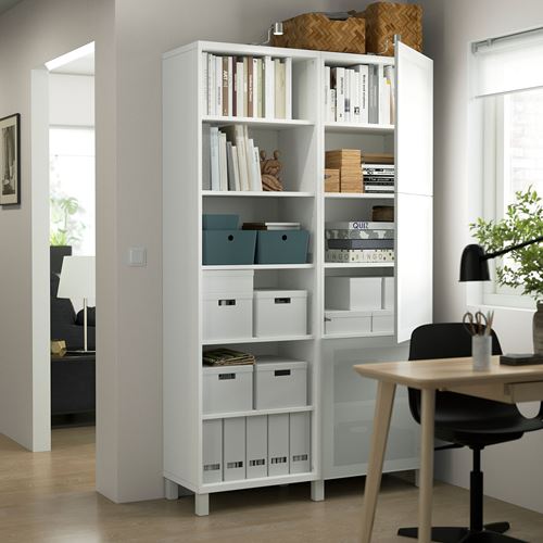 IKEA - BESTA, bookcase with door, white, 120x42x202 cm