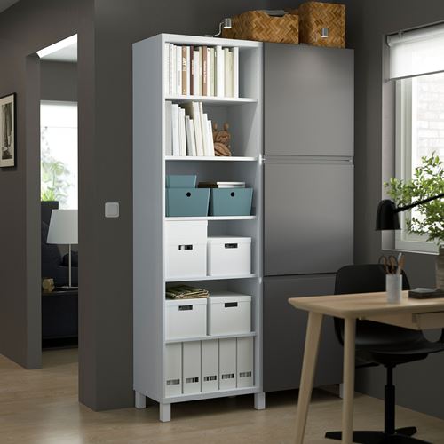 IKEA - BESTA, bookcase with door, white/dark grey, 120x42x202 cm