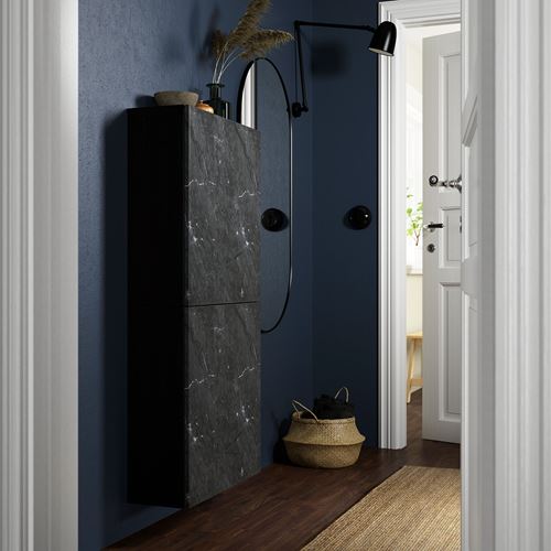 IKEA - BERGSVIKEN, door, black marble effect, 60x64 cm