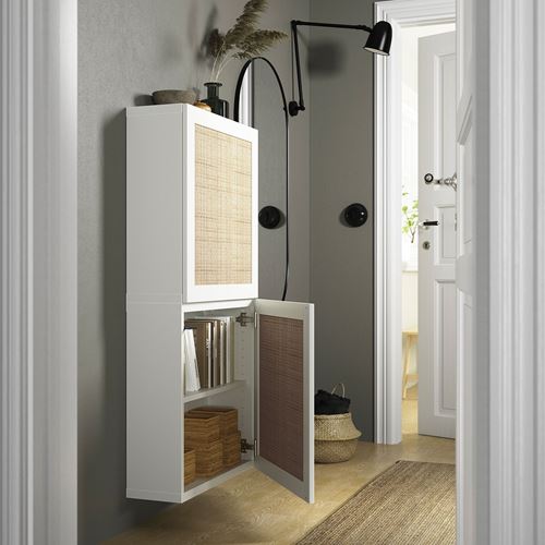 IKEA - BESTA, wall cabinet, white/brown, 60x22x128 cm