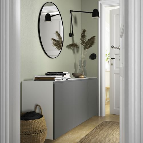 IKEA - BESTA, wall cabinet, white/dark grey, 180x42x64 cm