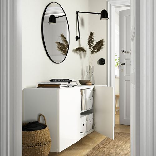 IKEA - BESTA, wall cabinet, high-gloss-white, 180x42x64 cm