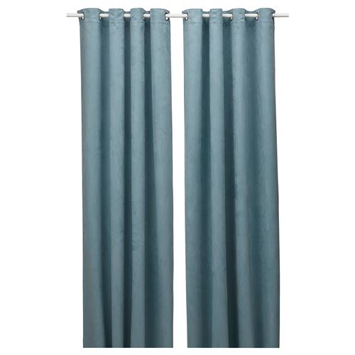 IKEA - BIRTNA, blackout curtain, 1 pair, light grey-turquoise, 145x300 cm