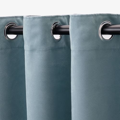 IKEA - BIRTNA, blackout curtain, 1 pair, light grey-turquoise, 145x300 cm