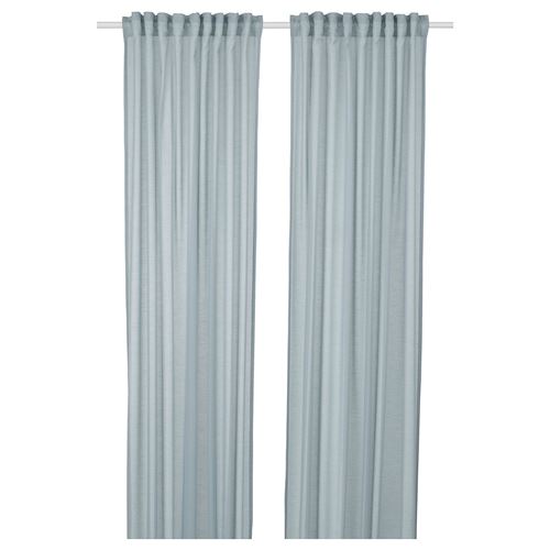 IKEA - HILJA, background curtain, 1 pair, light grey-turquoise, 145x300 cm