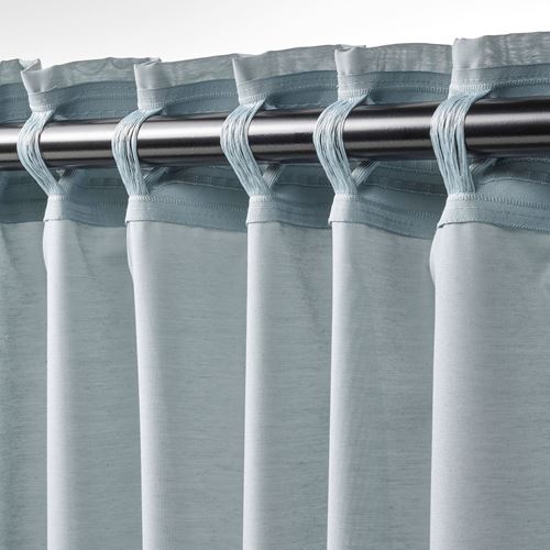 IKEA - HILJA, background curtain, 1 pair, light grey-turquoise, 145x300 cm