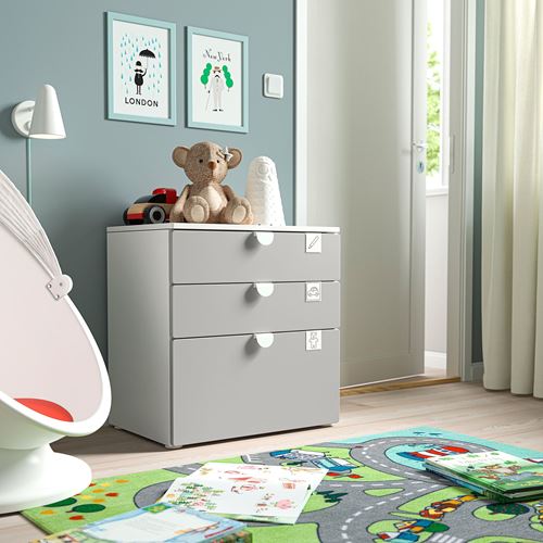 IKEA - PLATSA/SMASTAD, children's chest of drawers, white/grey, 60x42x63 cm