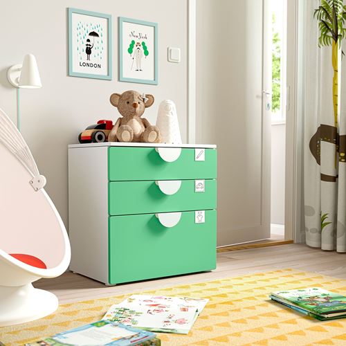 IKEA - PLATSA/SMASTAD, children's chest of drawers, white/green, 60x42x63 cm