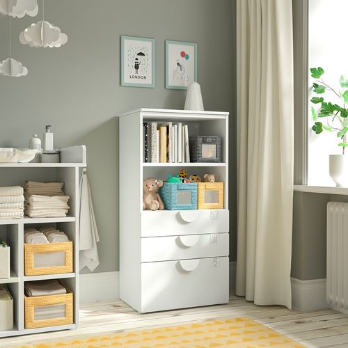 IKEA - PLATSA/SMASTAD, children's chest of drawers, white, 60x42x123 cm