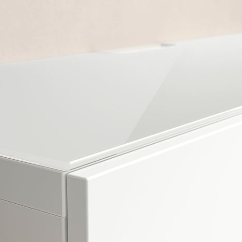 IKEA - BESTA, üst panel, beyaz cam, 180x40 cm