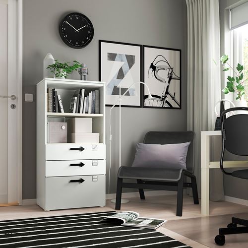 IKEA - PLATSA/SMASTAD, children's chest of drawers, white/grey, 60x42x123 cm