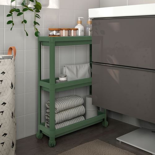 IKEA - VESKEN, trolley, green, 54x18x71 cm