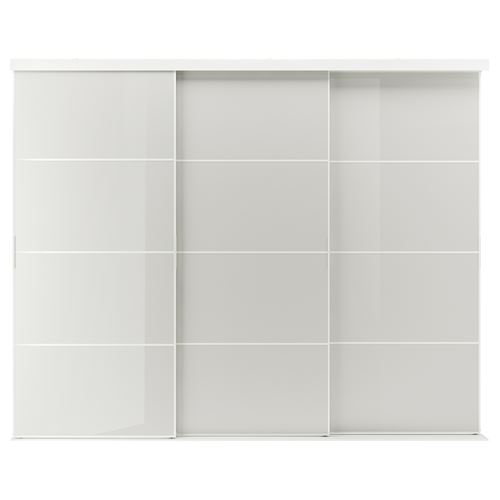 IKEA - SKYTTA/HOKKSUND, sliding door for walk-in wardrobe, white/high-gloss light grey, 301x240 cm