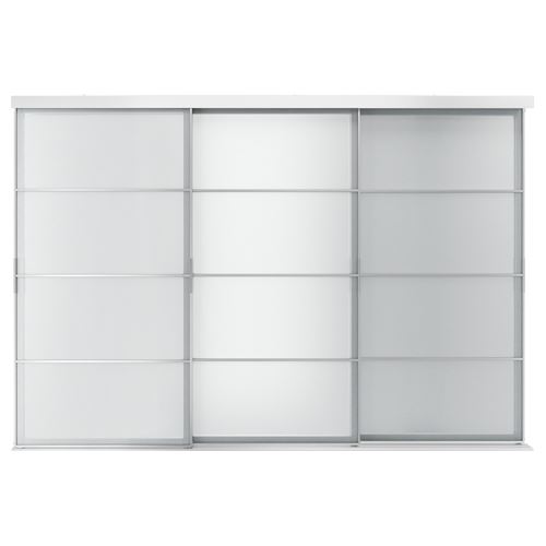 IKEA - SKYTTA/SVARTISDAL, sliding door for walk-in wardrobe, aluminum-white paper effect, 301x205 cm