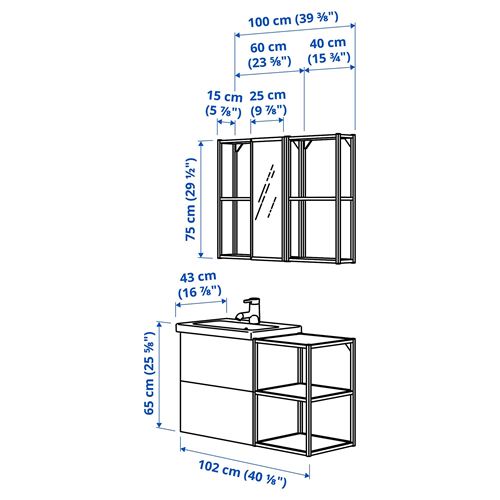 IKEA - ENHET/TVALLEN, bathroom furniture set, white/anthracite, 102x43x65 cm