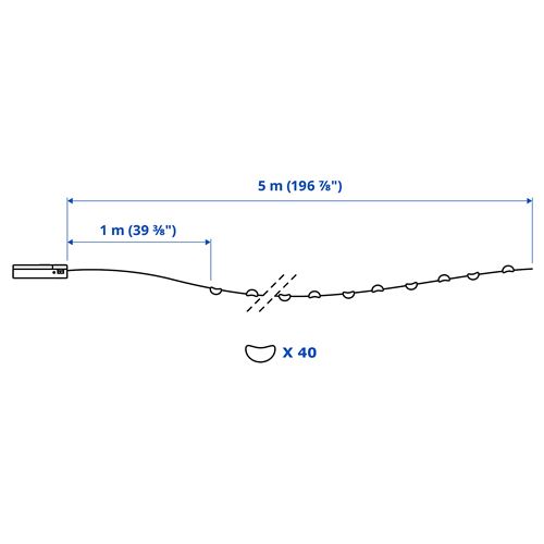 IKEA - STRALA, lighting chain, white, 5 m