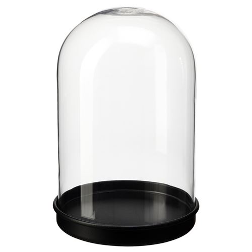 IKEA - SKÖNJA, glass dome with base, black, 21 cm