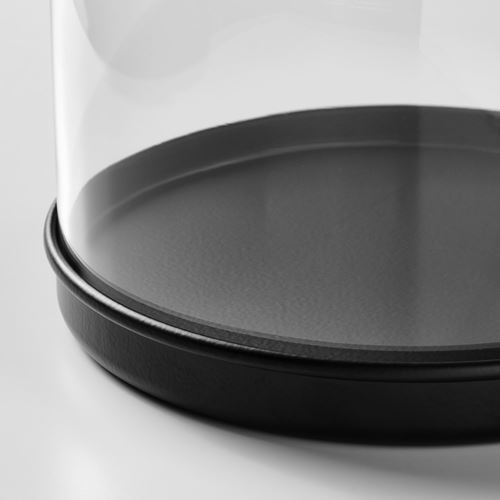 IKEA - SKÖNJA, altlıklı cam küre, siyah, 21 cm