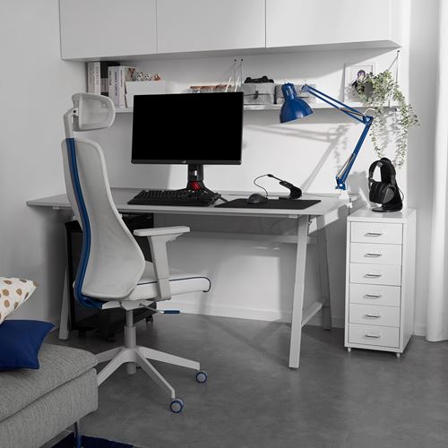 IKEA - UTESPELARE/MATCHSPEL, gaming desk and chair with drawer unit, light grey/white