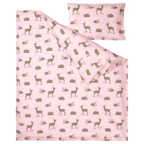 IKEA - TROLLDOM, quilt cover/pillowcase for cot, pink, 110x125/35x55 cm