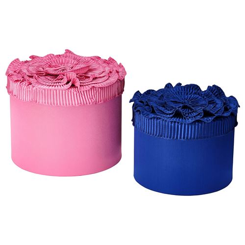 IKEA - KARISMATISK, 2'li kutu seti, mavi-pembe