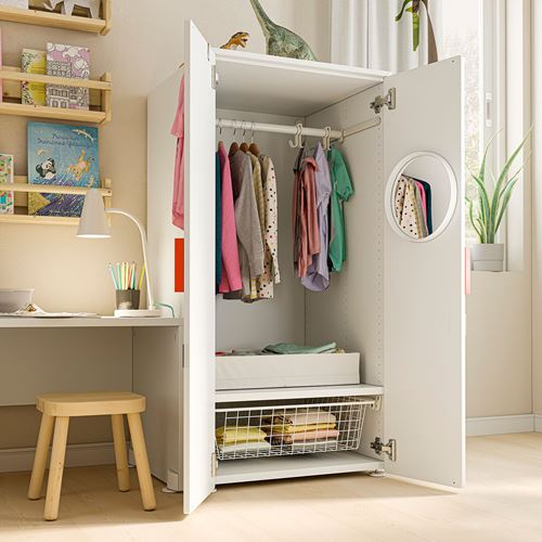 IKEA - PLATSA/SMASTAD, children's wardrobe, white/birch, 60x57x123 cm