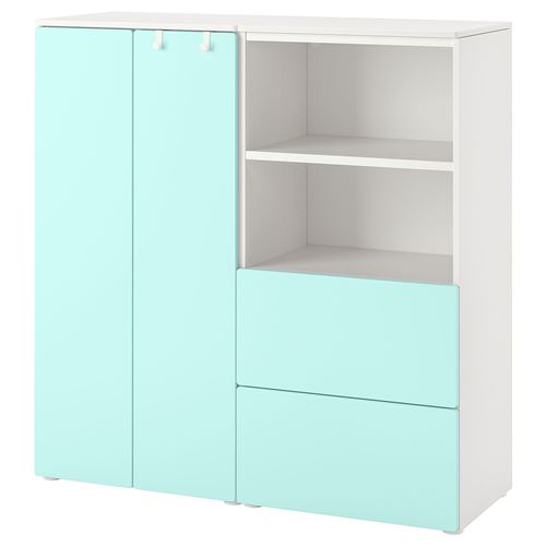 IKEA - SMASTAD, children's wardrobe, white/turquoise, 120x42x123 cm