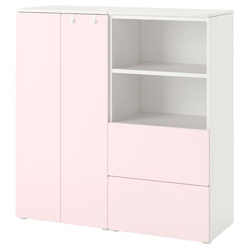 IKEA - SMASTAD, children's wardrobe, white/pale pink, 120x42x123 cm