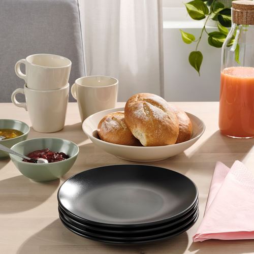 IKEA - FARGKLAR, side plate set, matte dark grey, 20 cm