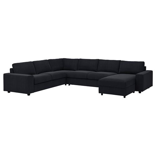 IKEA - VIMLE, 4-seat corner sofa bed and chaise longue, saxemara blue/black