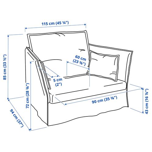 IKEA - BACKSALEN, tekli koltuk, hallarp gri