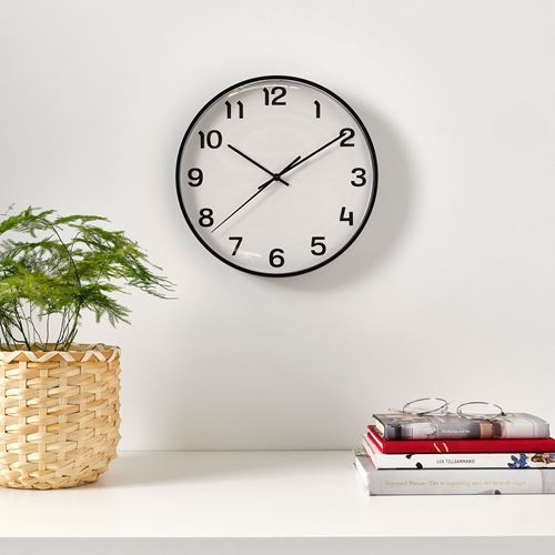 IKEA - PLUTTIS, wall clock, black, 28 cm