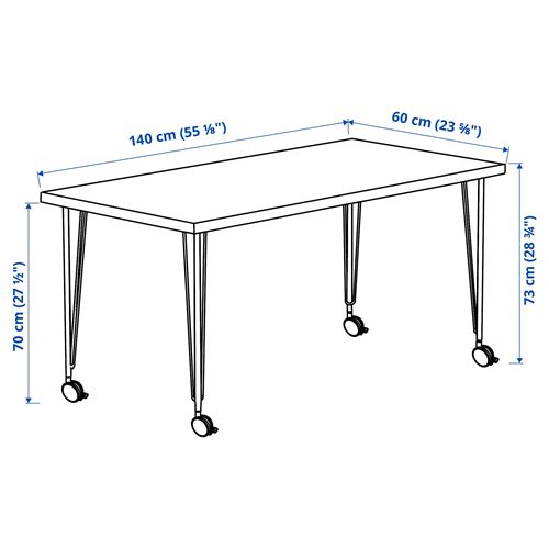 IKEA - LAGKAPTEN/KRILLE, desk, black-brown-white, 140x60 cm