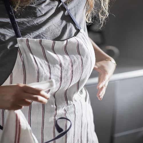 IKEA - HILDEGUN, mutfak önlüğü, beyaz-gri, 63x84 cm