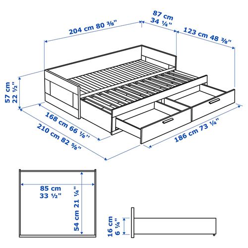 IKEA - BRIMNES, day-bed, white, 80x200 cm