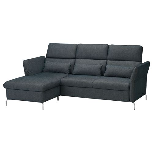 IKEA - FAMMARP, 2-seat sofa and chaise longue, TALLMYRA black/grey