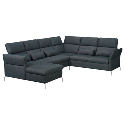 IKEA - FAMMARP, 4-seat corner sofa and chaise longue, TALLMYRA black/grey