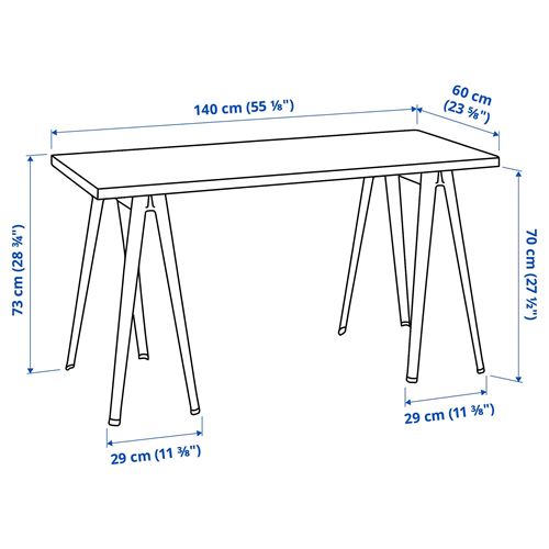 IKEA - LAGKAPTEN/NARSPEL, çalışma masası, turkuaz-koyu gri, 140x60 cm