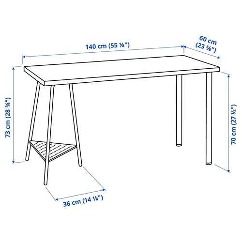 IKEA - LAGKAPTEN/TILLSLAG, desk, black-brown/black, 140x60 cm