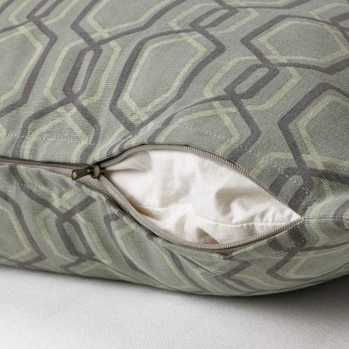 IKEA - JATTEPOPPEL, lace pillow cover, green/grey, 50x50 cm