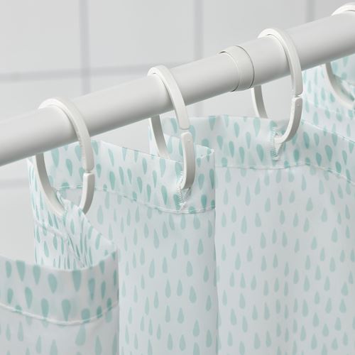 IKEA - RANEALVEN, duş perdesi, beyaz-turkuaz, 180x200 cm