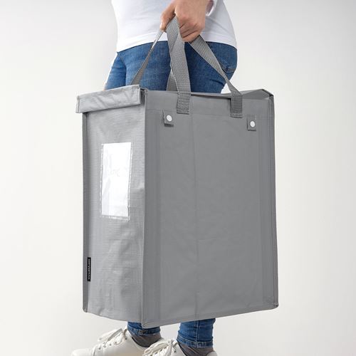 IKEA - DIMPA, laundry bag, white-dark grey-light grey, 35 l