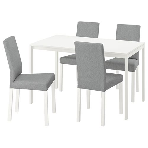 IKEA - MELLTORP/KATTIL, mutfak masası takımı, beyaz-knisa açık gri, 4 sandalyeli