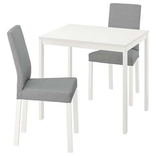 IKEA - VANGSTA/KATTIL, mutfak masası takımı, beyaz-knisa açık gri, 2 sandalyeli
