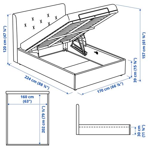 IKEA - IDANAS, double bed, beige, 160x200 cm